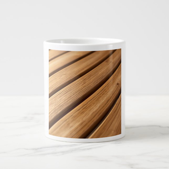 Caneca De Café Grande Curved Oak Live Edge Wood Grain Print (Frente)