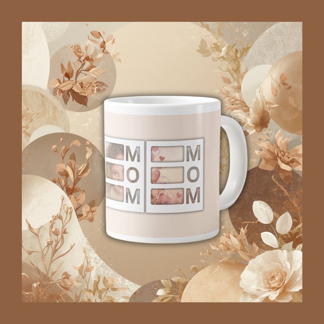 Caneca De Café Grande Custom best Mom 3 Photo Grid Birthday Keepsake (Criador carregado)