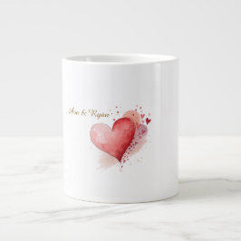 Caneca De Café Grande Custom Couple Name Watercolor Heart Specialist Mug