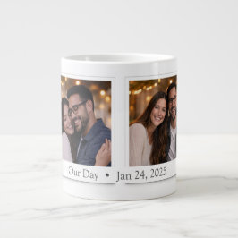 Caneca De Café Grande Custom Double Polaroid Photo Mug with Date