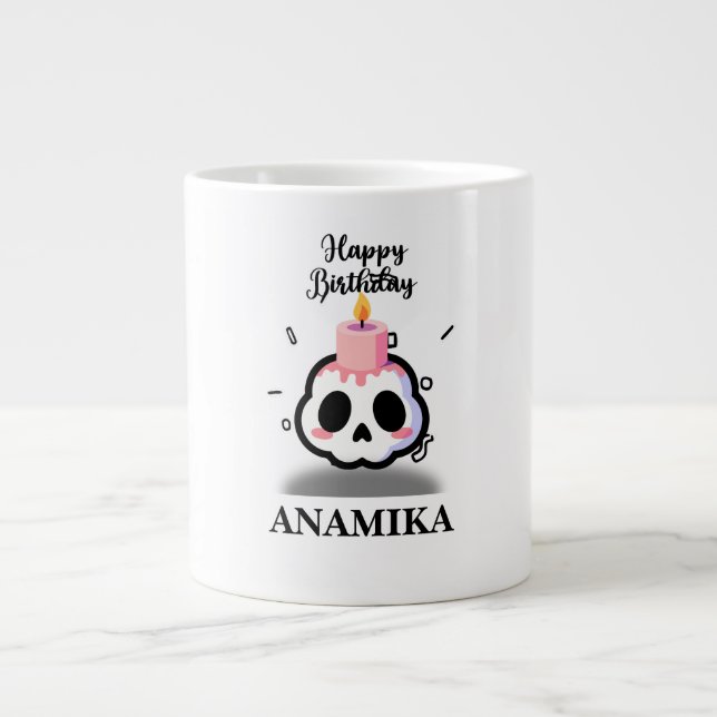 Caneca De Café Grande Custom Name Birthday (Frente)