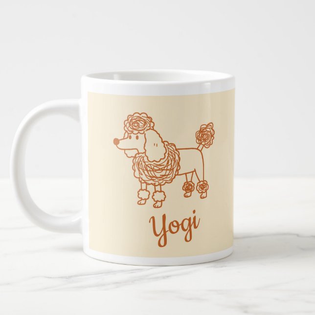 Caneca De Café Grande Custom Name Poodle Ornament – Handdrawn Dog Gift (Esquerda)