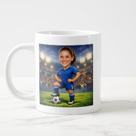 Caneca De Café Grande Custom Photo-Face Soccer/Football Star Caricature