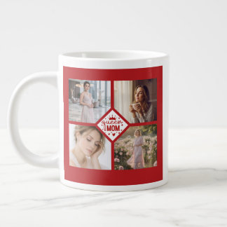 Caneca De Café Grande Custom Queen Mom Photo Collage Keepsake