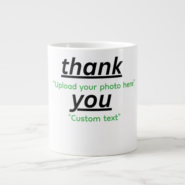 Caneca De Café Grande Custom Text & Upload Your Photo Personalized (Frente)