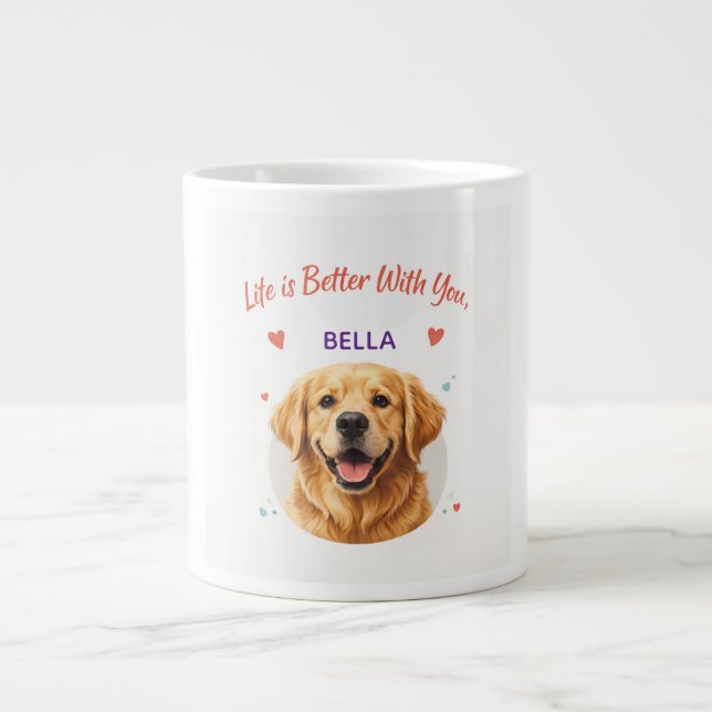 Caneca De Café Grande Customised Dog Name mug for your loved ones (Frente)