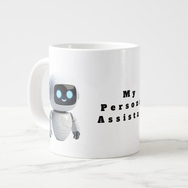 Caneca De Café Grande Cute AI Robot Coffee Mug - Tech Inspired Future Bu (Frente Esquerda)