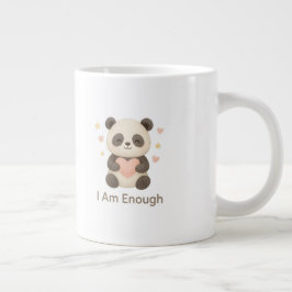 Caneca De Café Grande Cute Bear with Pink Heart — I Am Enough mug
