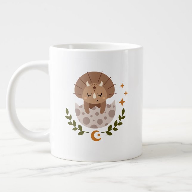 Caneca De Café Grande Cute Boho Dinosaur Coffee Mug for Kids (Esquerda)