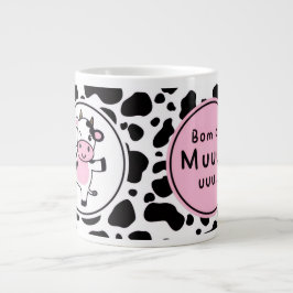 Caneca De Café Grande Cute “Bom Dia Muuuuu” Kawaii Cow Design