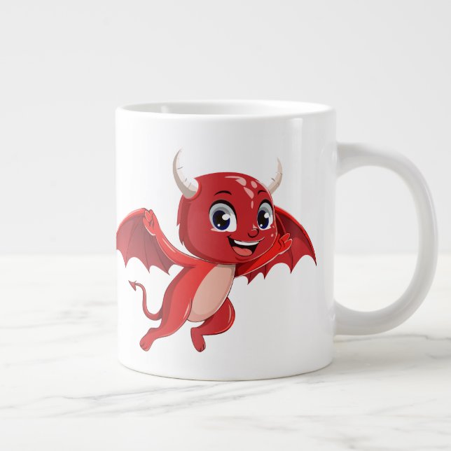 Caneca De Café Grande Cute cartoon flying devil (Direita)