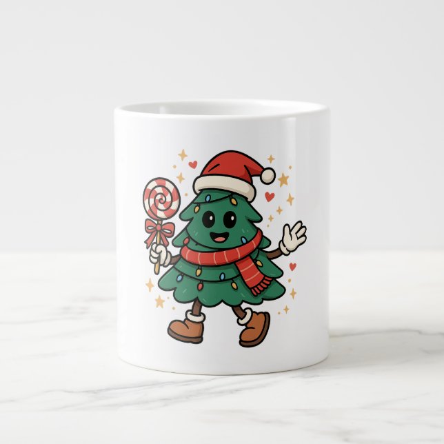 Caneca De Café Grande Cute Christmas Tree Mug - Festive Holiday Design (Frente)