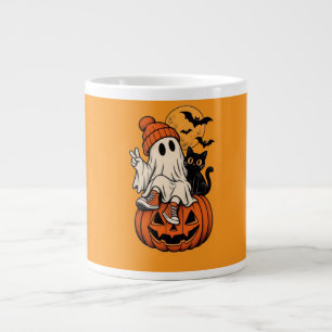 Caneca De Café Grande Cute Fantasma de Halloween Retro Abóbora Nossa Fam
