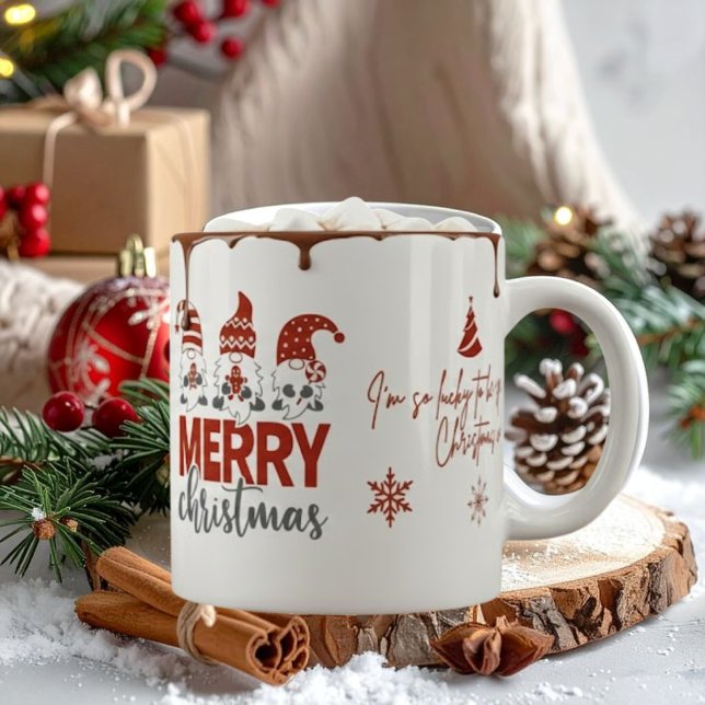 Caneca De Café Grande Cute Gnome Merry Christmas Coffee Mug (Criador carregado)