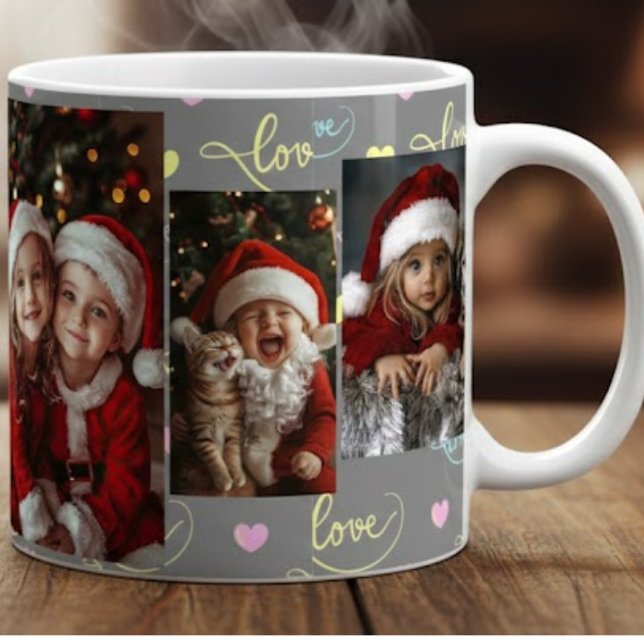 Caneca De Café Grande Cute Kids Santa Photo Collage Mug (Criador carregado)