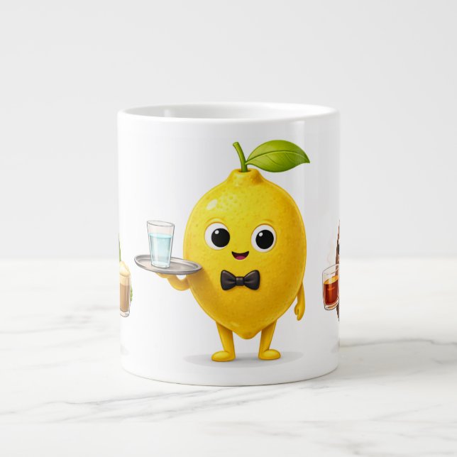 Caneca De Café Grande Cute Lemon Tea Friends – Jumbo Mug for Coffee & Te (Frente)