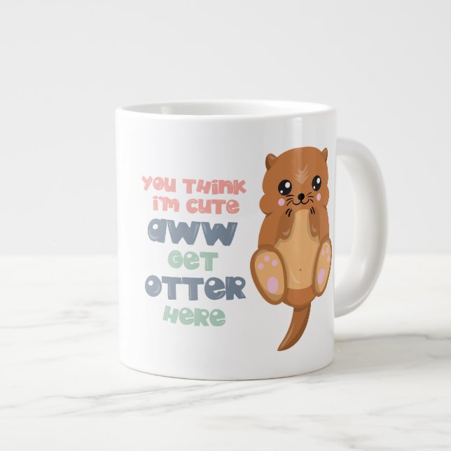 Caneca De Café Grande Cute-Otter -Jumbo Mug (Frente Esquerda)