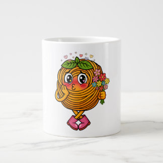 Caneca De Café Grande Cute Pasta Polo Character Holding Flowers T-Shirt