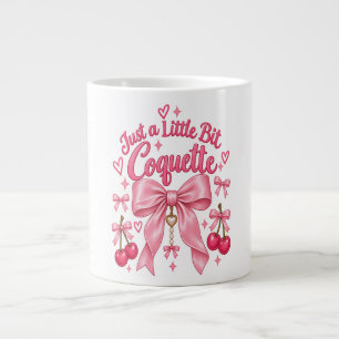 Caneca De Café Grande Cute Pink Coquette Laço Cereja Estética Feminina