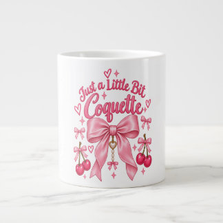 Caneca De Café Grande Cute Pink Coquette Laço Cereja Estética Feminina 