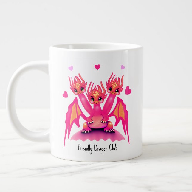 Caneca De Café Grande Cute pink dragons (Esquerda)