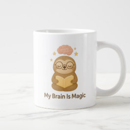 Caneca De Café Grande Cute Reading Bear — My Brain Is Magic Motivational