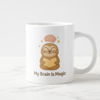 Caneca De Café Grande Cute Reading Bear — My Brain Is Magic Motivational
