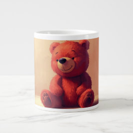 Caneca De Café Grande Cute Red Teddy Bear Mug – Cozy Kawaii Gift Cup