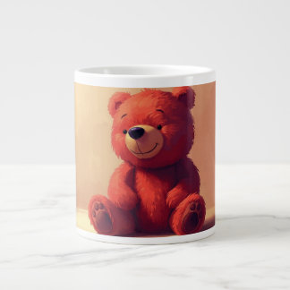 Caneca De Café Grande Cute Red Teddy Bear Mug – Cozy Kawaii Gift Cup