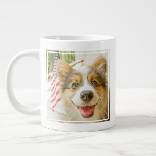 Caneca De Café Grande Cutest Baby Animals   Patriotic Corgi Puppy