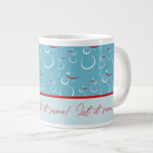 Caneca De Café Grande Cyan Red Deixa Neve Fora Do Padrão Da Família Snow