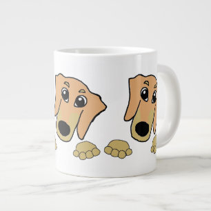 Caneca De Café Grande dachshund fawn e tan peeking cartoon