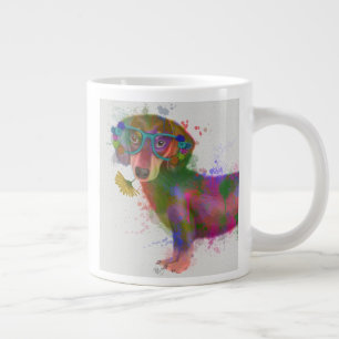 Caneca De Café Grande Dachshund & Glass Rainbow Splash