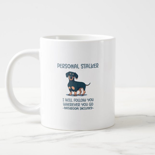 Caneca De Café Grande Dachshund - Marcador Pessoal (Esquerda)