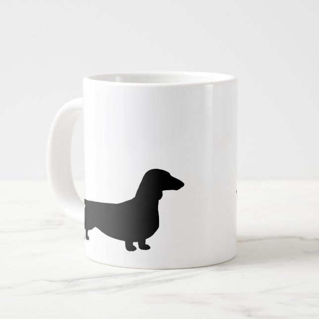 Caneca De Café Grande Dachshund Silhouettes Wiener Dog Lover's (Frente Esquerda)