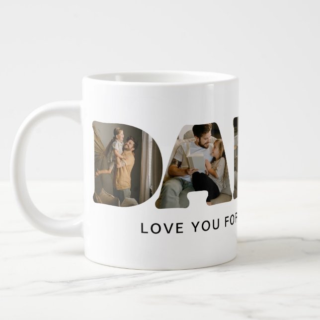 Caneca De Café Grande DADDY Letter Photo Collage (Esquerda)