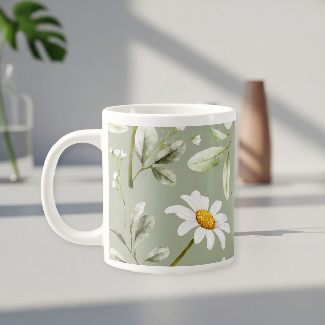 Caneca De Café Grande Daisy Print Coffee Mug Wraparound Design  (Criador carregado)