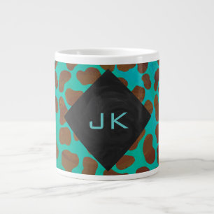 Caneca De Café Grande Dalmácia Brown e Teal Impressão