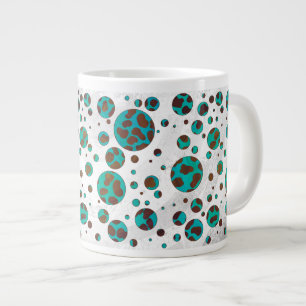 Caneca De Café Grande Dalmácia Brown e Teal Impressão
