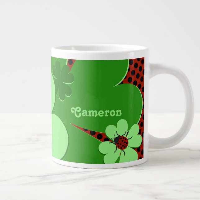 Caneca De Café Grande Dama Bonita - Bug & Clover Nome Folha (Direita)