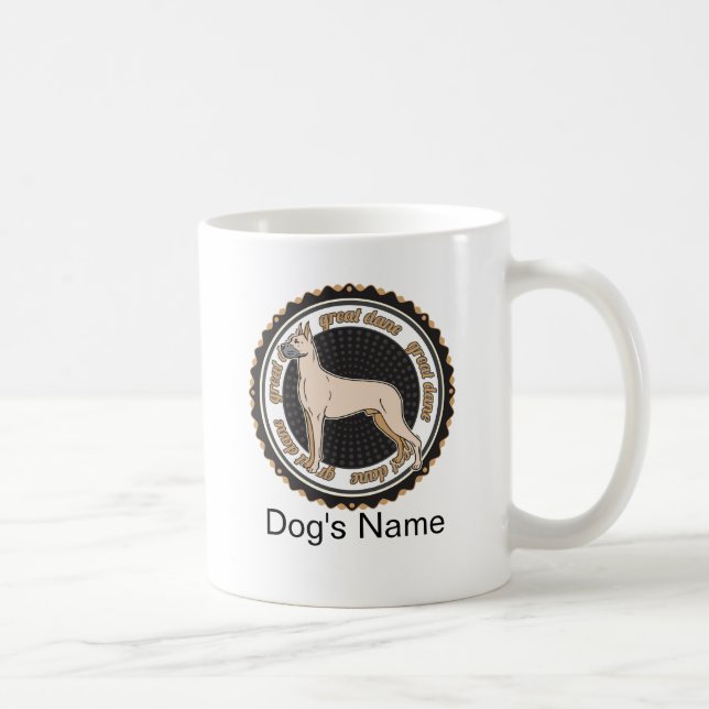 Caneca De Café Grande Dane De Cão Personalizado Com Nome (Direita)
