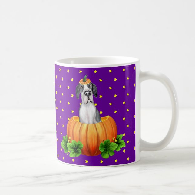 Caneca De Café Grande Dane Halloween Fawn/Mantle UC Stars persona (Direita)