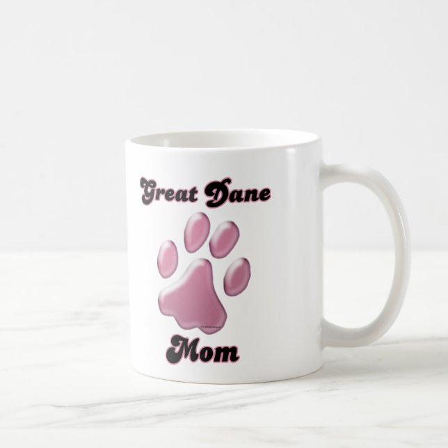 Caneca De Café Grande Dane Mãe Rosa Pawprint (Direita)