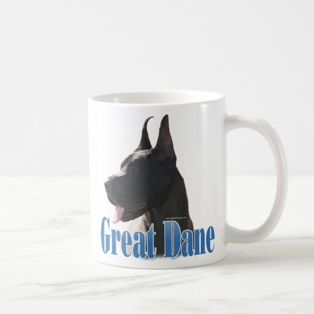 Caneca De Café Grande Dane (preto) Nome (Direita)