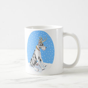 Caneca De Café Grande Dane Reindeer Christmas Harlequin