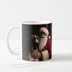 Caneca De Café Grande Danês com Papai Noel Natal Festivo