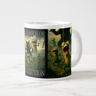 Caneca De Café Grande Dawn of revolution funny rebel cat lizard frogs