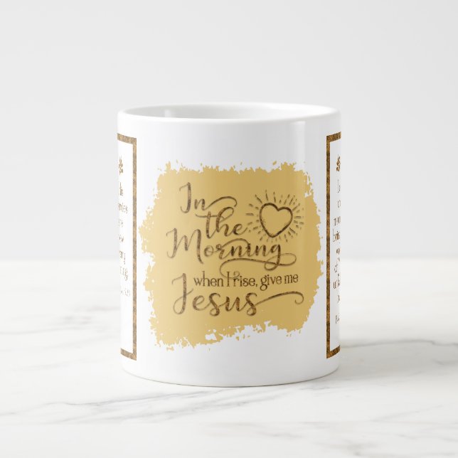 Caneca De Café Grande "Dê-me Jesus" Jumbo Mug (Dourado) (Frente)