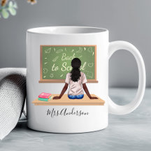 De volta à escola Chalkboard Professora Mug Curly