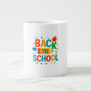 Caneca De Café Grande "De Volta à Escola" Lápis Ilustrado e Café Maçã